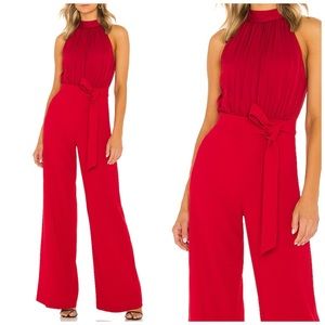 Alice + Olivia Thelma Halter Neck Jumpsuit, Red, Size 0